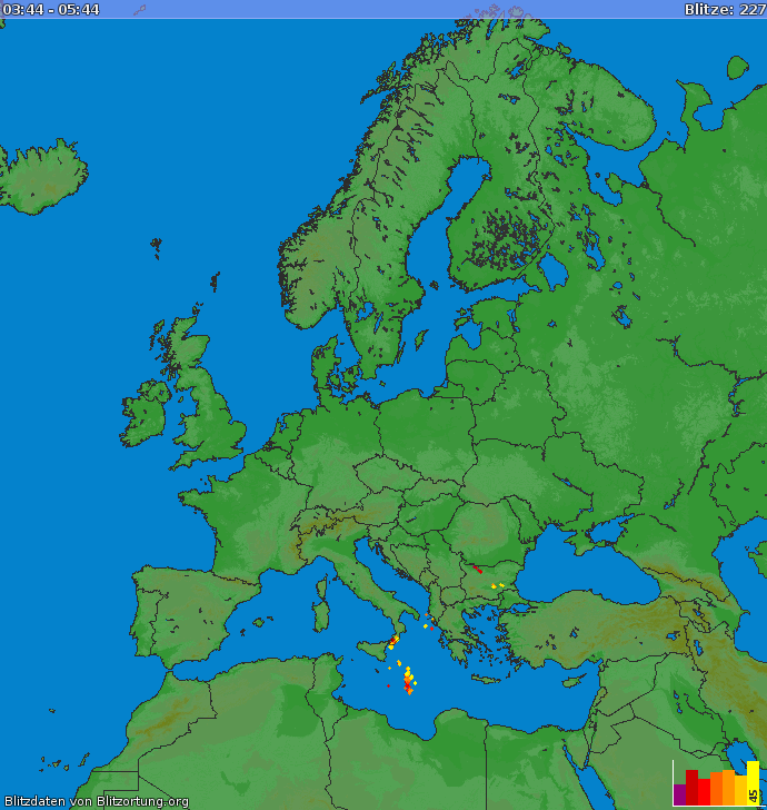 Lightning map Europe 2022-01-19 21:51:59