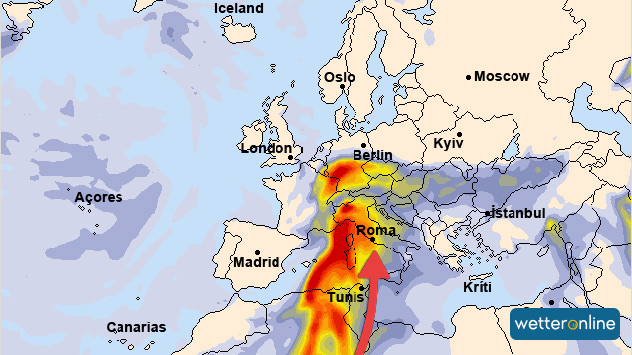 Bild - Luftstrmung von Nordafrika nach Zentraleuropa